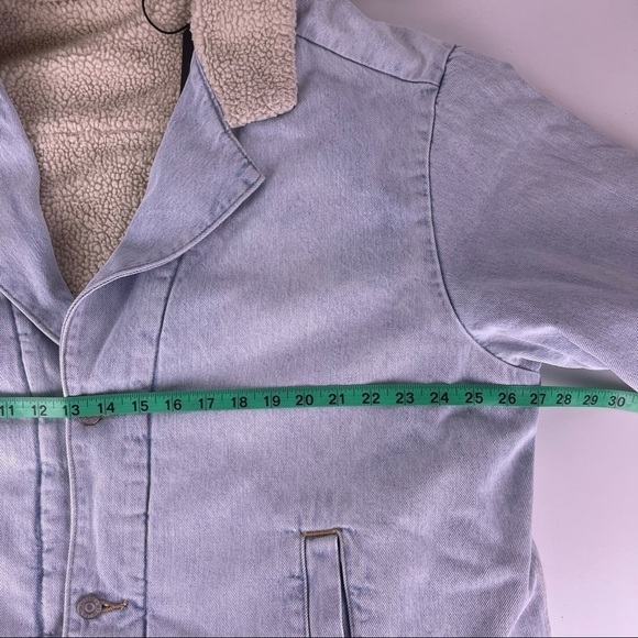 Levi’s Sherpa Coat Long Denim Reversible Jacket Light Wash Belted Women’s XL NEW - Picture 7 of 9